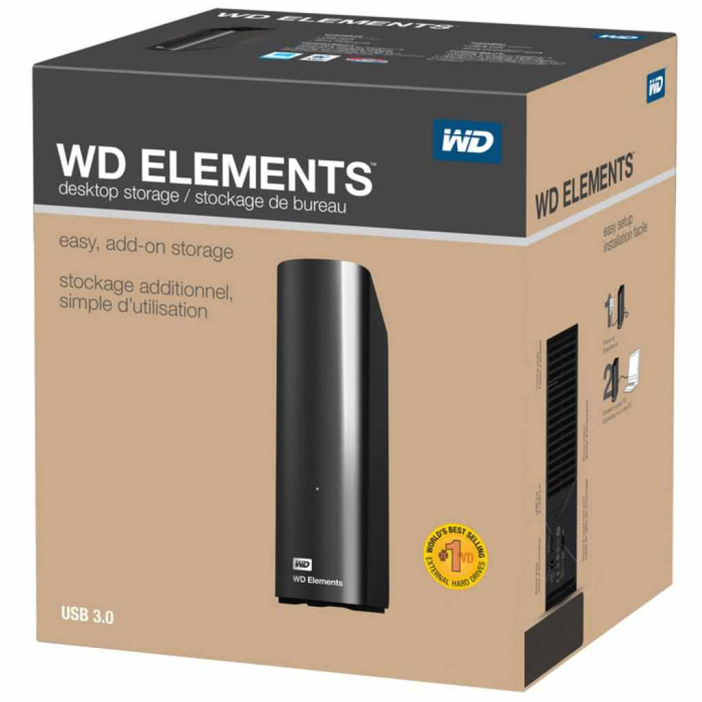 Зовнішній жорсткий диск Western Digital Elements Desktop 16TB (WDBWLG0160HBK-EESN)