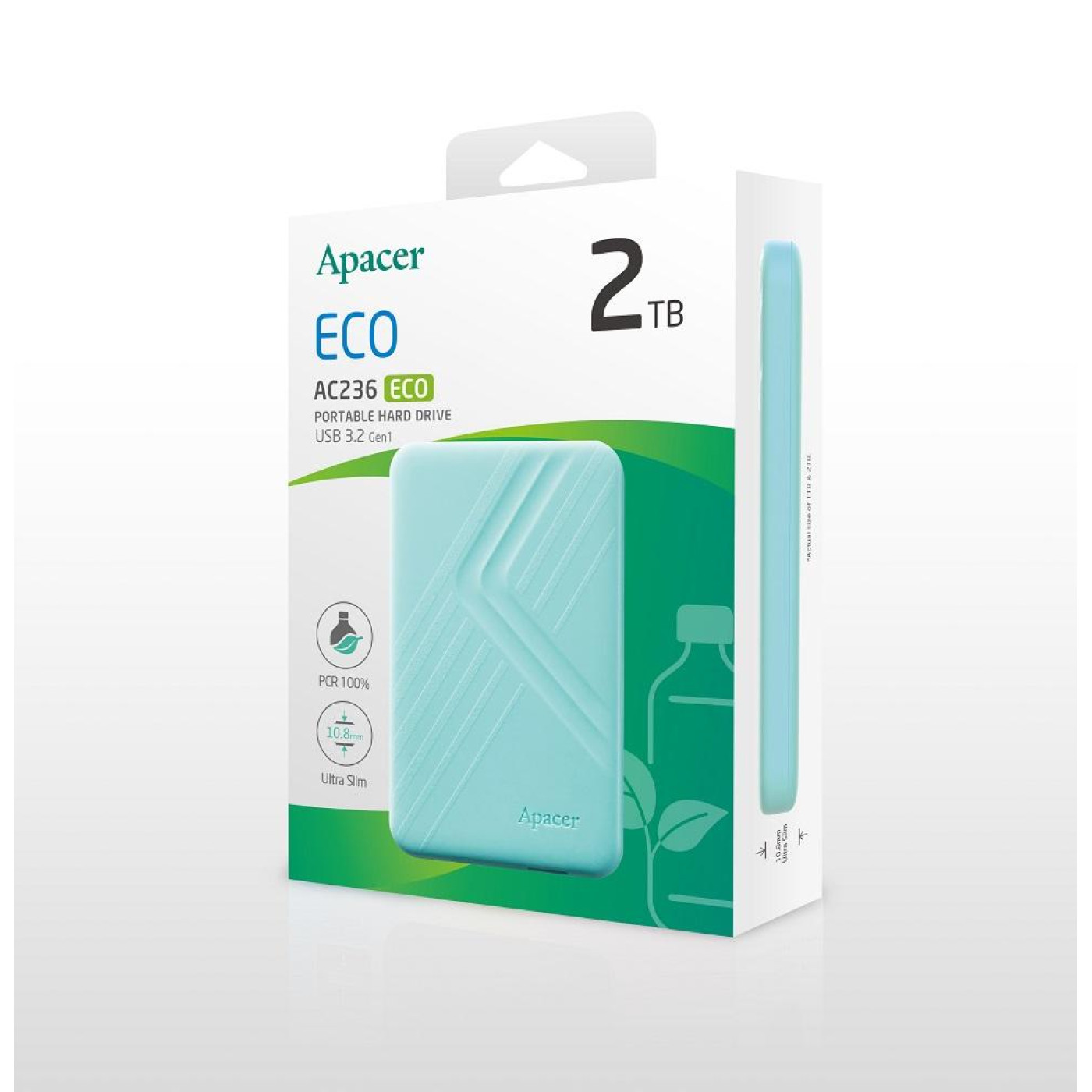 Внешний жёсткий диск Apacer PHD External 2.5ъъ USB 3.2 Gen. 1 AC236 ECO 2Tb Jelly mint (AP2TBAC236ECO-1)