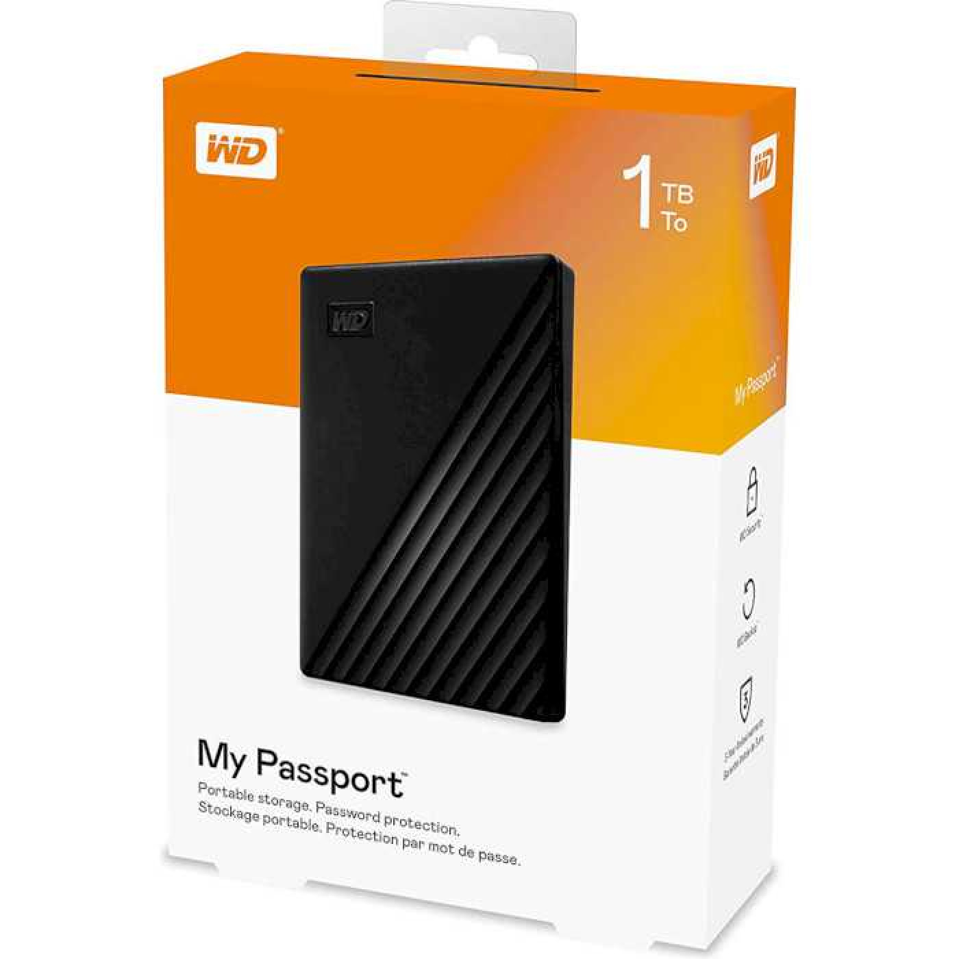 Внешний жёсткий диск Western Digital 1TB WD My Passport Black (WDBYVG0010BBK-WESN)