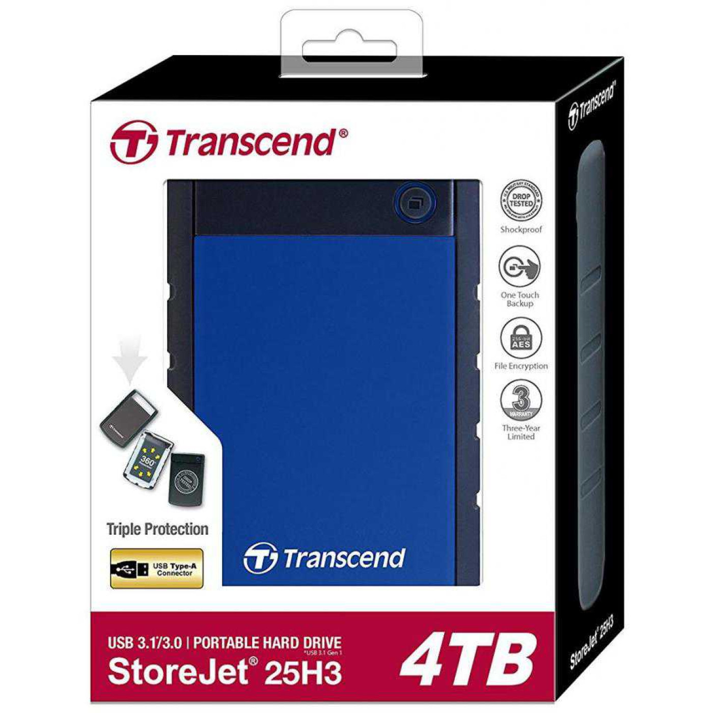 Внешний жёсткий диск Transcend StoreJet 25H3 4TB (TS4TSJ25H3B)