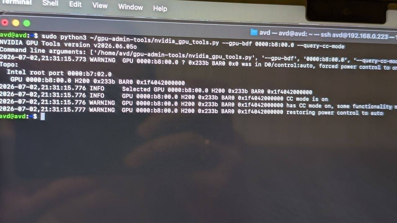 Терминал: NVIDIA GPU Admin Tools