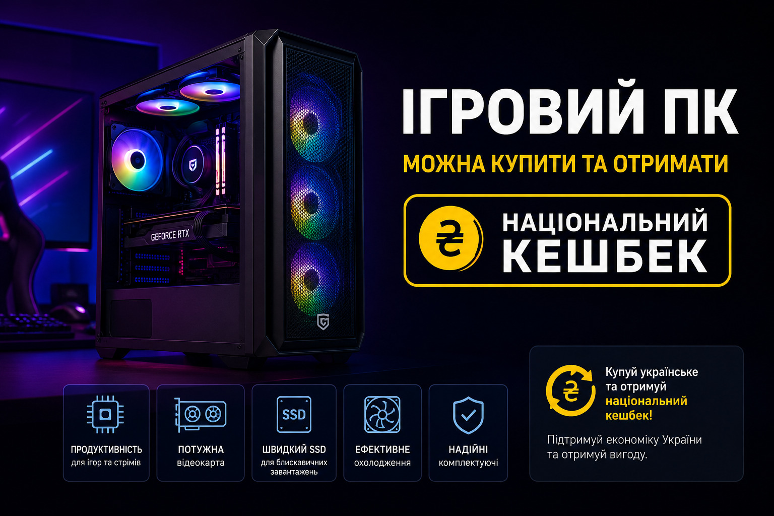 Ігровий ПК можна купити та отримати Національний кешбек