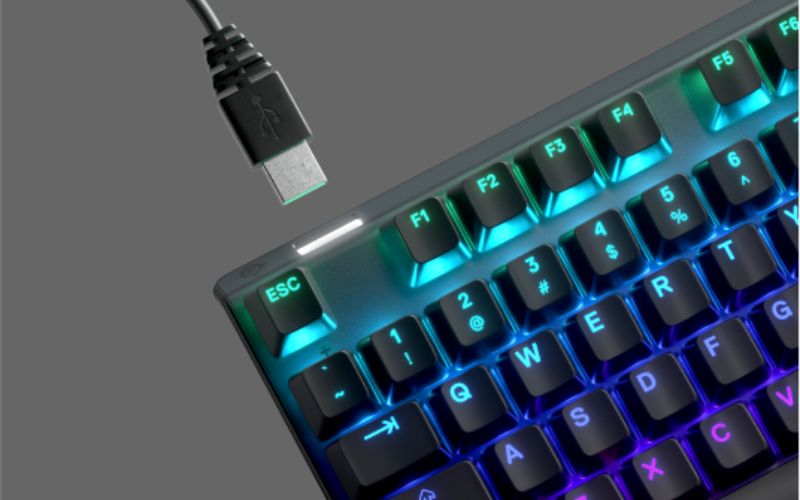 Клавіатура SteelSeries Apex 3 Whisper-Quiet Switches USB Black (64795) — Дротове підключення для стабільності сигналу
