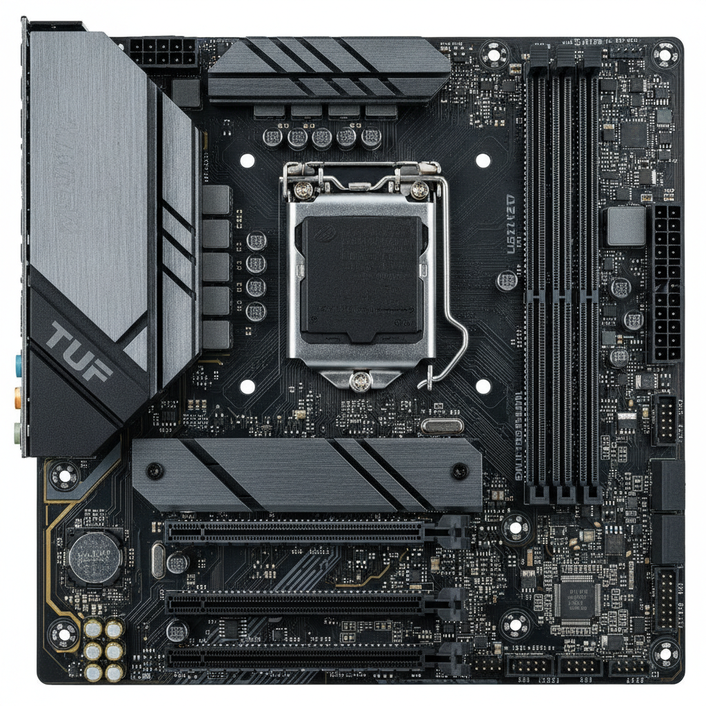 Материнська плата ASUS TUF GAMING B760M-PLUS (TUF GAMING B760M-PLUS) (Socket 1700, Intel B760, Micro-ATX) — Основні роз'єми живлення 24+8+4 для стабільності системи
