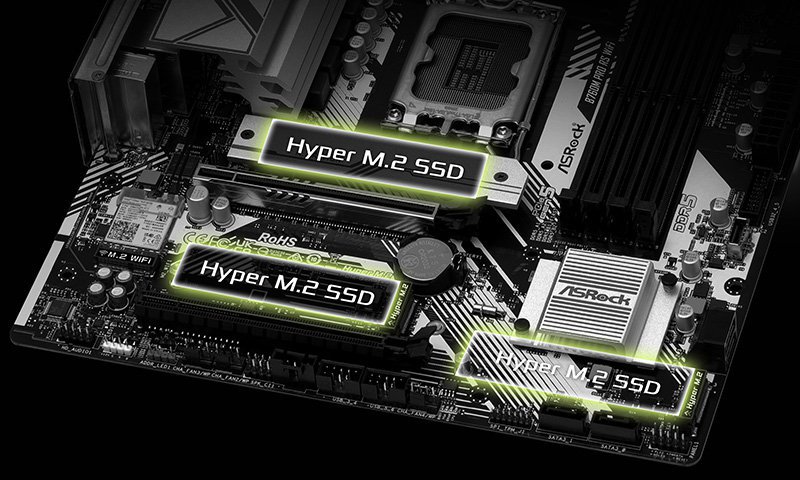 Материнская плата AsRock B760M Pro RS (B760M PRO RS) (Socket 1700, Intel B760, Micro-ATX) — Micro-ATX форм-фактор для компактных систем