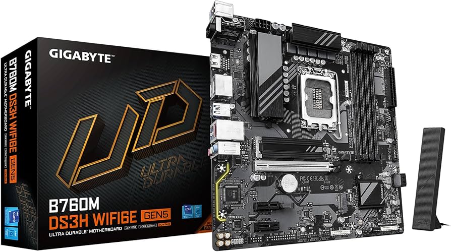 Материнская плата GIGABYTE B760M H DDR4 (B760M H DDR4) (Socket 1700, Intel B760, Micro-ATX) — Основные разъемы питания 24+8 для стабильности системы
