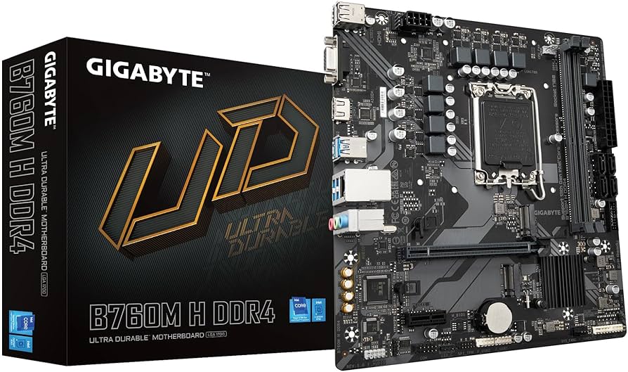 Материнська плата GIGABYTE B760M H DDR4 (B760M H DDR4) (Socket 1700, Intel B760, Micro-ATX) — Micro-ATX форм-фактор для компактних систем