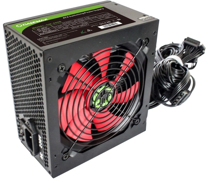 Блок живлення GameMax 600W Black fan 120mm GM-600B (GM-600B) — Потужність 600 Вт для стабільної роботи