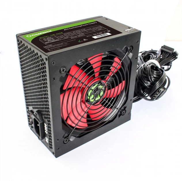 Блок живлення GameMax 600W Black fan 120mm GM-600B (GM-600B) — Активне охолодження для стабільної роботи