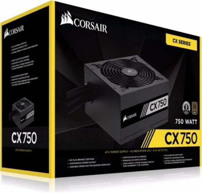 Блок живлення Corsair CX750 750W (CP-9020279-EU) — Потужність 750 Вт для стабільної роботи ПК