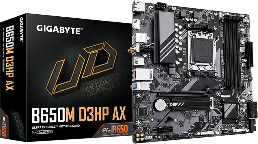 Материнская плата GIGABYTE B650M D3HP AX (B650M D3HP AX) (Socket AM5, AMD B650, Micro-ATX) — Основные разъемы питания 24+8 контактов
