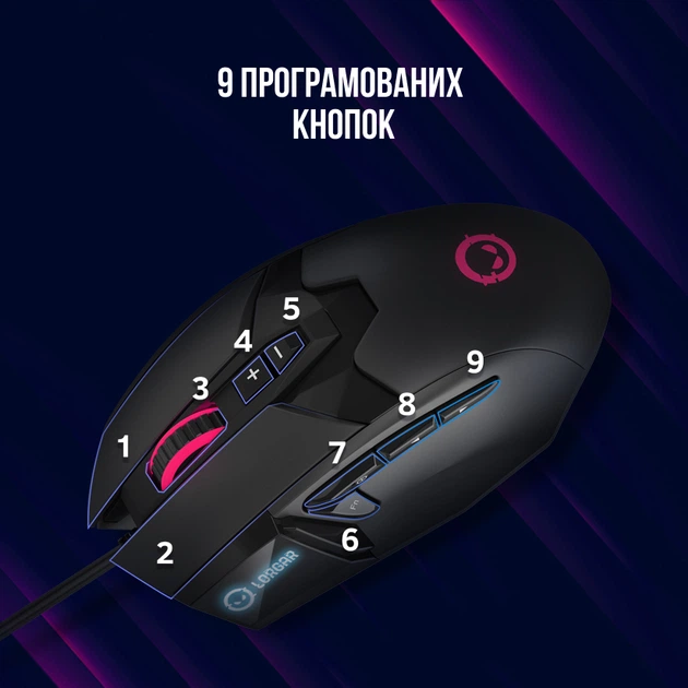 Миша Lorgar Stricter 579 RGB LCD USB Black (LRG-GMS579) — RGB підсвітка для яскравого дизайну