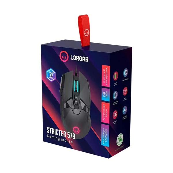 Миша Lorgar Stricter 579 RGB LCD USB Black (LRG-GMS579) — Великий розмір для комфортної роботи
