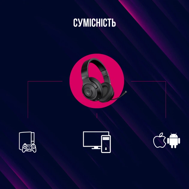 Ігрова гарнітура Lorgar Noah 500 Wireless Black (LRG-GHS500) — Комбіноване підключення для універсальності