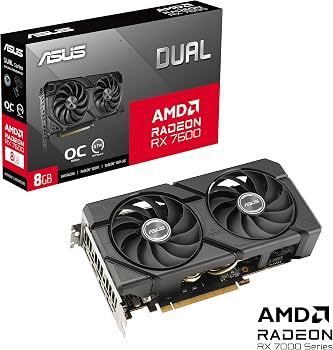 Відеокарта ASUS AMD Radeon RX 7600 8GB DUAL OC EVO (DUAL-RX7600-O8G-EVO) (GDDR6, 128 bit, PCI-E v4.0) — Обсяг відеопам'яті 8 ГБ для ігор