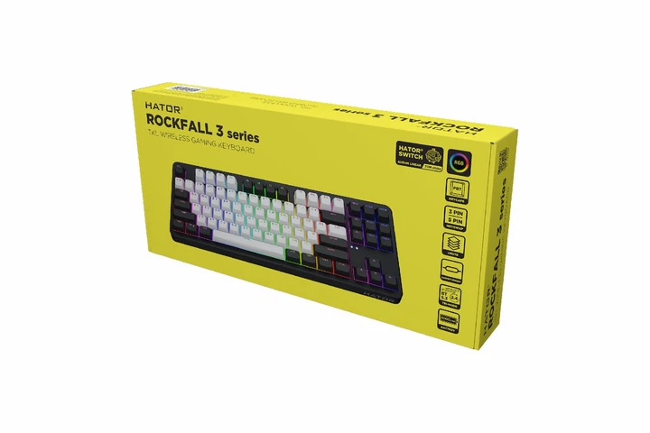 Клавиатура HATOR Rockfall 3 Mecha TKL Wireless Orange Black (HTK850UA) — Черно-белый дизайн для стильного вида