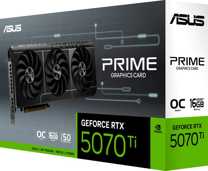 Видеокарта ASUS RTX 5070 Ti 16GB PRIME OC Edition (PRIME-RTX5070TI-O16G) (GDDR7, 256 bit, PCI-E v5.0 x16)