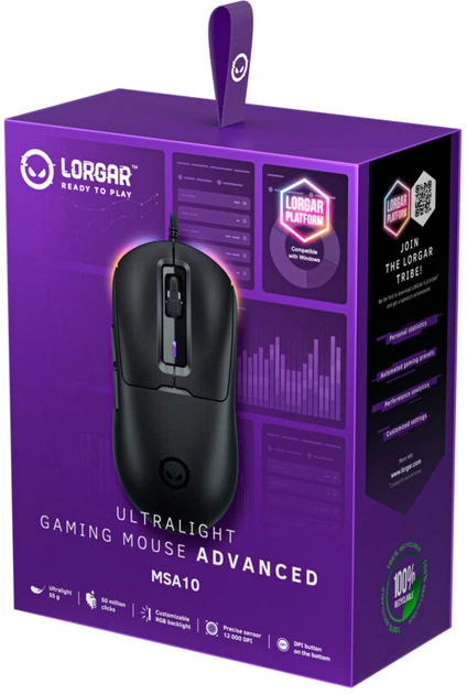 Миша Lorgar MSA10 Ultralight Wired Gaming Mouse Black (LRG-MSA10-BK)
