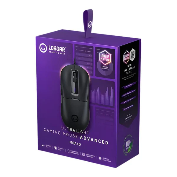 Миша Lorgar MSA10 Ultralight Wired Gaming Mouse White (LRG-MSA10-WH) — Максимальна роздільна здатність сенсора 12000 dpi