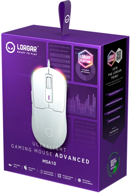 Миша Lorgar MSA10 Ultralight Wired Gaming Mouse White (LRG-MSA10-WH)