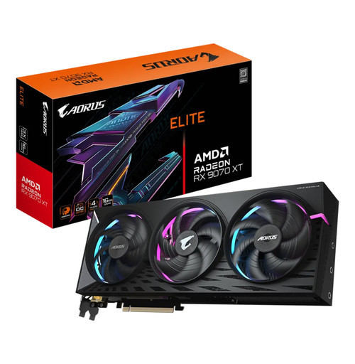 Відеокарта GIGABYTE AMD Radeon RX 9070 XT 16GB AORUS ELITE (GV-R9070XTAORUS E-16GD) (GDDR6, 256 bit, PCI-E v5.0 x16) — GDDR6 пам’ять: швидкість і ефективність передачі даних