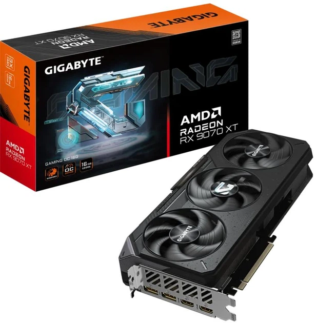 Відеокарта GIGABYTE AMD Radeon RX 9070 XT 16GB GAMING OC (GV-R9070XTGAMING OC-16GD) (GDDR6, 256 bit, PCI-E v5.0 x16)
