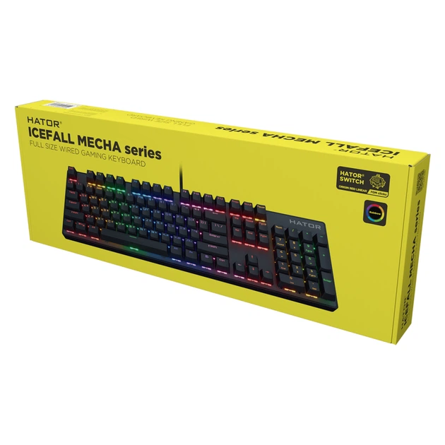 Клавиатура HATOR Icefall Mecha Rainbow Black (HTK104UA) — Проводное подключение для стабильной работы