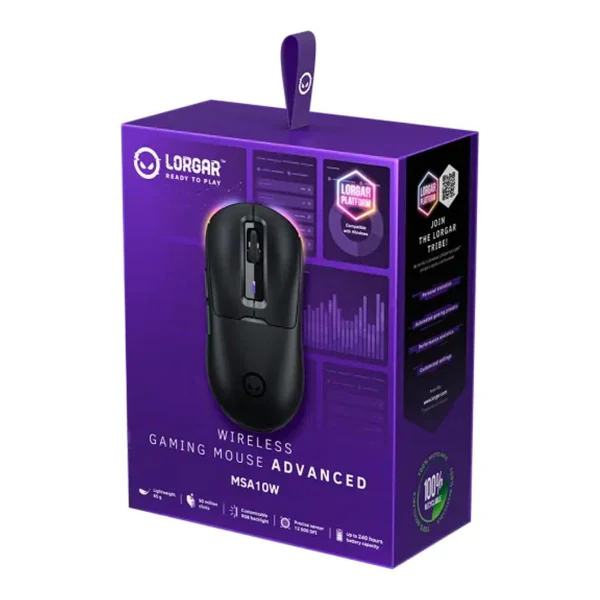 Миша Lorgar MSA10W Ultralight Wireless Gaming Mouse Advanced Black (LRG-MSA10W-BK) — Максимальна роздільна здатність сенсора 12000 dpi
