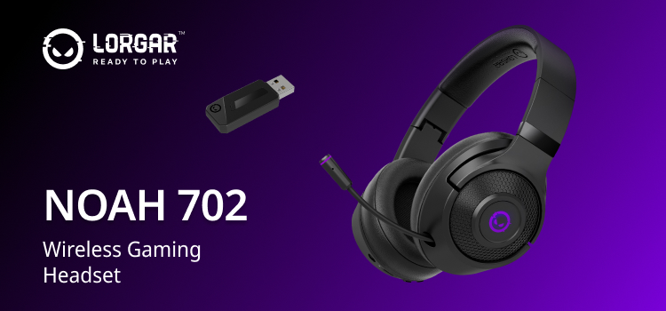 Ігрова гарнітура Lorgar Noah 702 Wireless Gaming Headset Black (LRG-GHS702) — Безпровідне підключення для свободи рухів