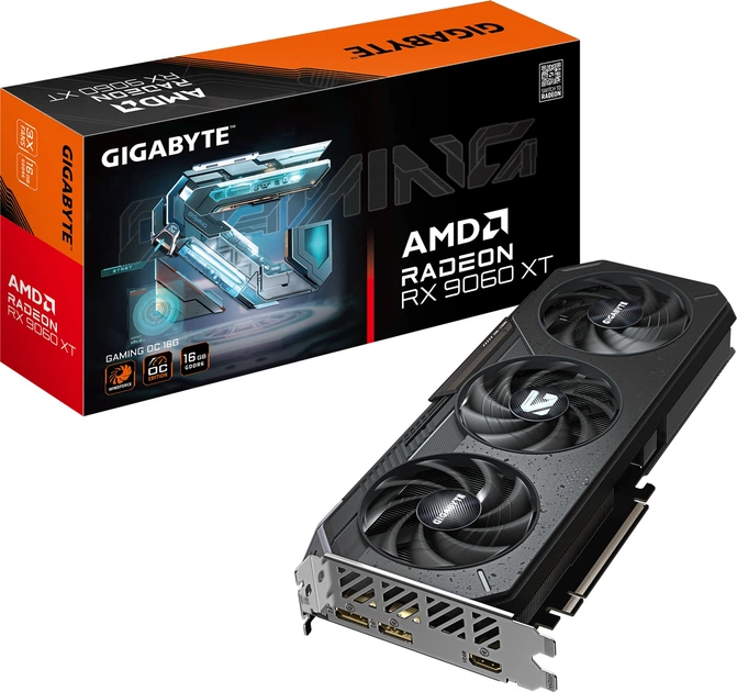Відеокарта GIGABYTE AMD Radeon RX 9060 XT 16G GAMING OC (GV-R9060XTGAMING OC-16GD) (GDDR6, 128 bit, PCI-E v5.0 x16)