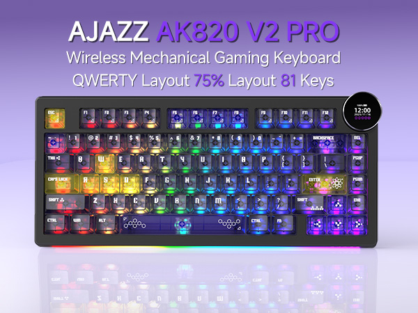 Клавиатура Ajazz AK820 PRO 75% Exploded Gift Switch Black RGB (AK820PRO-G-BGY) — RGB-подсветка клавиш для яркости