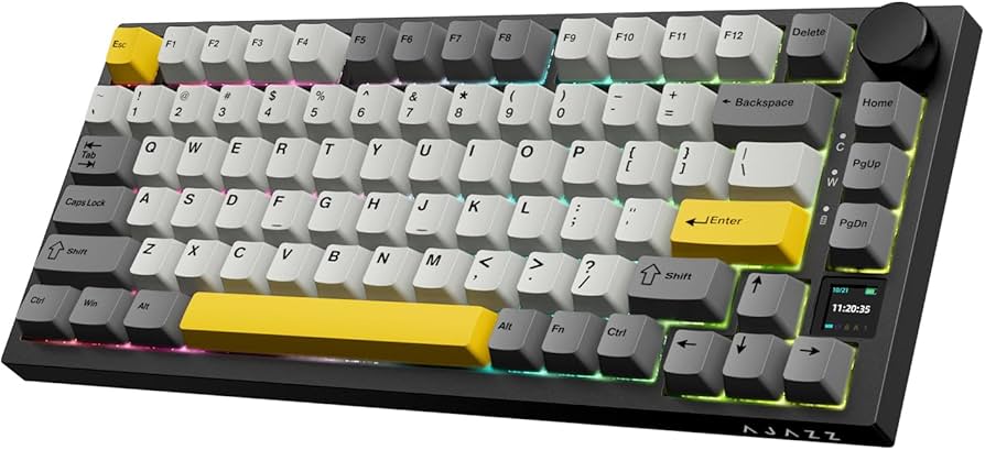 Клавіатура Ajazz AK820 PRO 75% Exploded Gift Switch Black RGB (AK820PRO-G-BGY) — Чорно-жовтий дизайн для стильного вигляду
