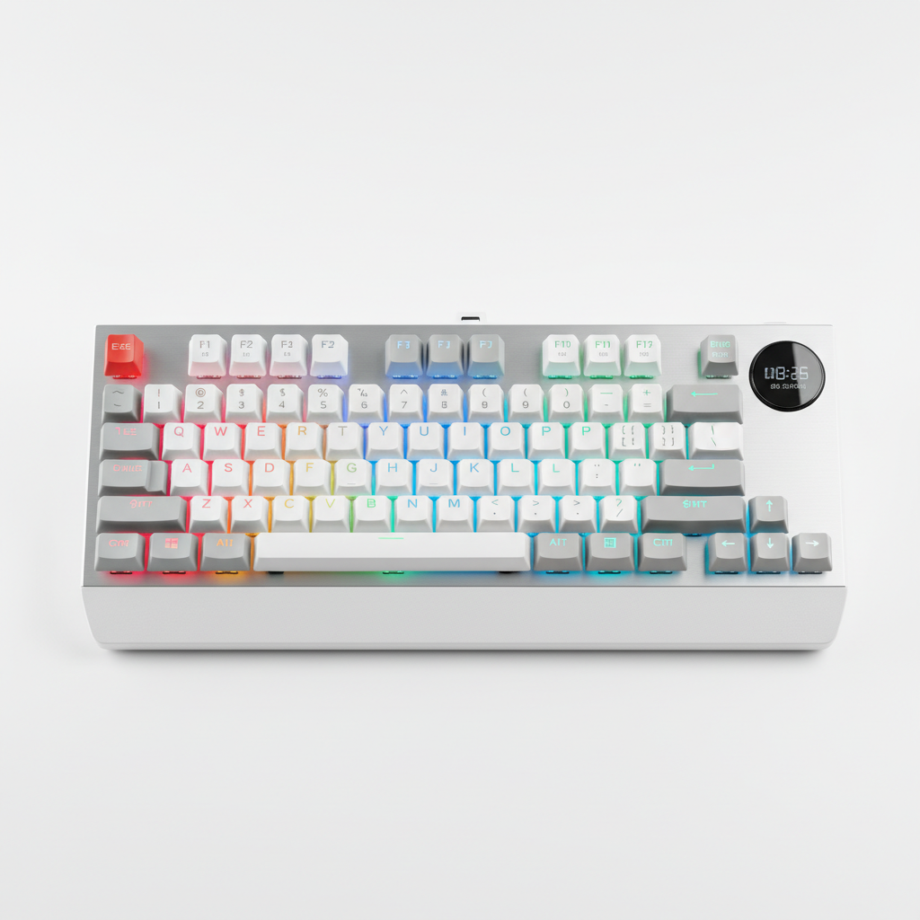 Клавіатура Ajazz AK820 PRO 75% Exploded Flying Fish Switch White RGB (AK820PRO-FF-PWB) — Бездротове підключення для зручності користування