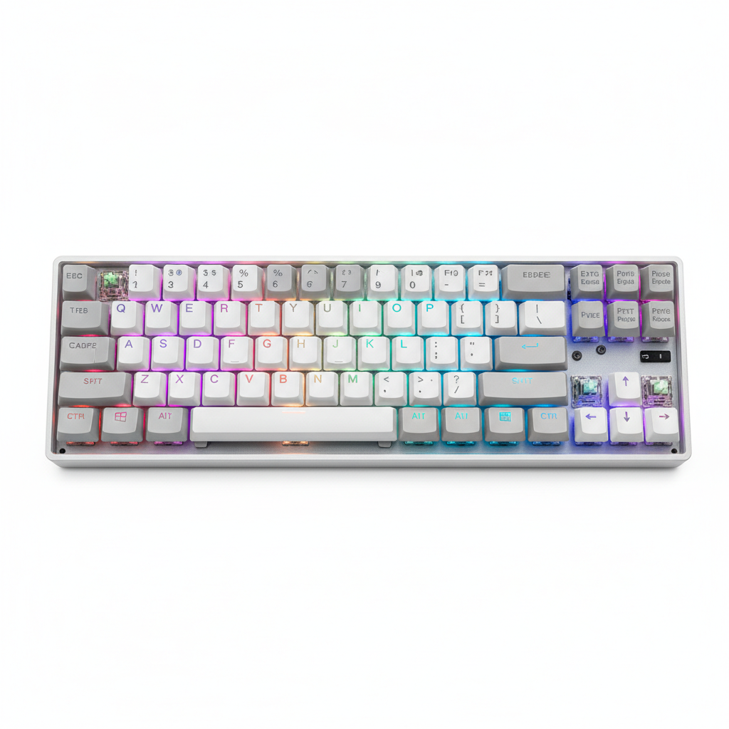 Клавиатура Ajazz AK820 PRO 75% Exploded Flying Fish Switch White RGB (AK820PRO-FF-PWB) — Механические клавиши для точного набора