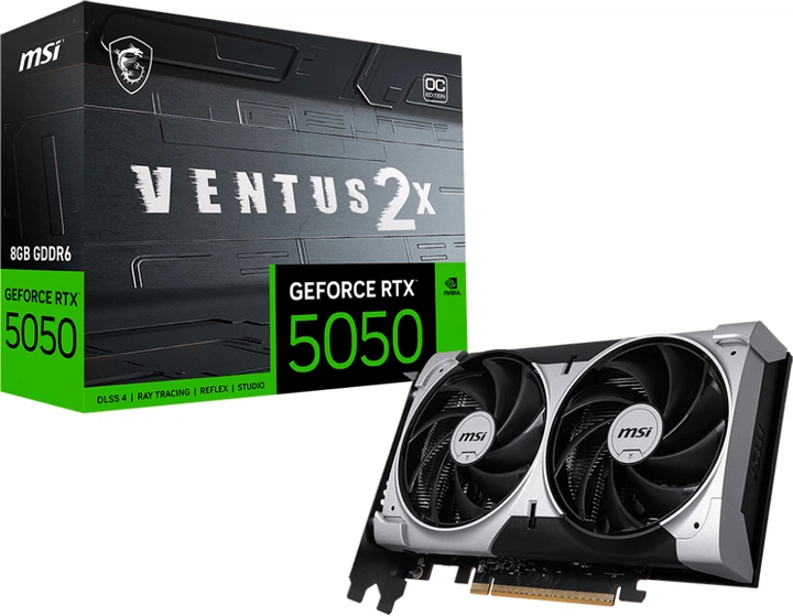 Видеокарта MSI RTX 5050 8G VENTUS 2X OC (RTX 5050 8G VENTUS 2X OC) (GDDR6, 128 bit, PCI-E v5.0 x16) — Память GDDR6: скорость и эффективность передачи данных