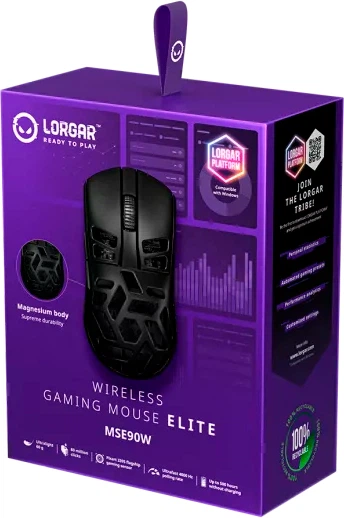 Миша Lorgar MSE90W Magnesium Alloy Wireless Gaming Mouse Elite Black (LRG-MSE90W-BK)