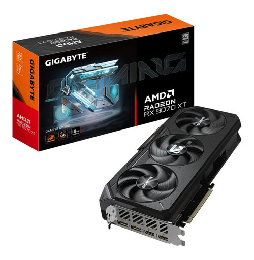 Видеокарта GIGABYTE AMD Radeon RX 9070 XT 16GB GAMING (GV-R9070XTGAMING-16GD) (GDDR6, 256 bit, PCI-E v5.0 x16) — 16 ГБ видеопамяти для высокой производительности