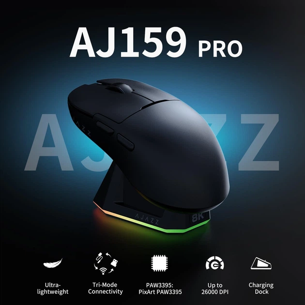 Миша Ajazz AJ159PRO White 8K Charging Dock (AJ159-PRO-W)