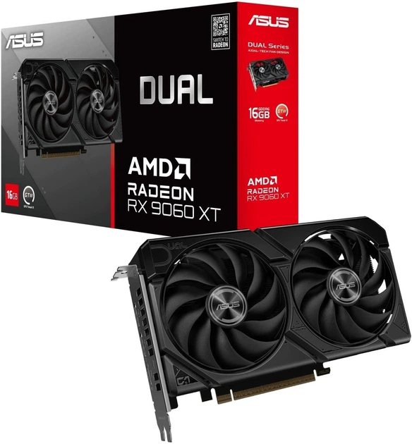 Відеокарта ASUS AMD Radeon RX 9060 XT 16Gb DUAL OC (DUAL-RX9060XT-16G) (GDDR6, 128 bit, PCI-E v5.0 x16)