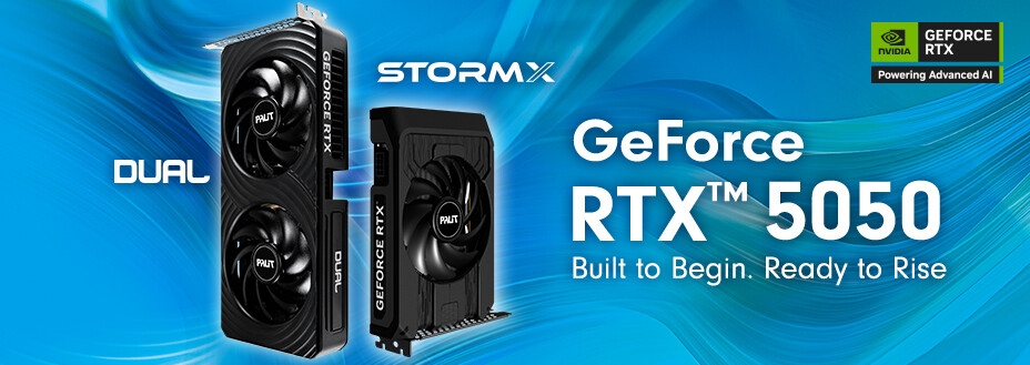 Відеокарта Palit RTX 5050 8GB StormX (NE65050019P1-GB2070F) (GDDR6, 128 bit, PCI-E v5.0 x8) — Дискретний форм-фактор для ефективності охолодження