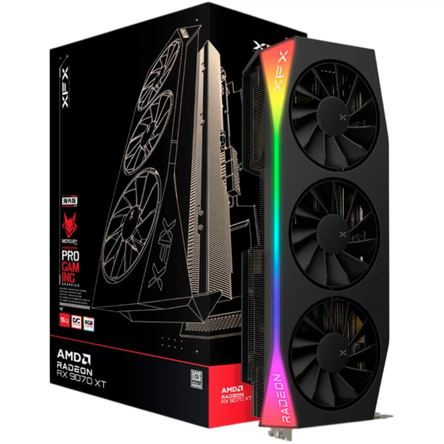 Видеокарта XFX AMD Radeon RX 9070 XT 16GB Mercury OC Magnetic Air Edition with RGB (RX-97TMARGB9) (GDDR6, 256 bit, PCI-E v5.0 x16) — Интерфейс PCI-E v5.0 x16 для быстрой связи