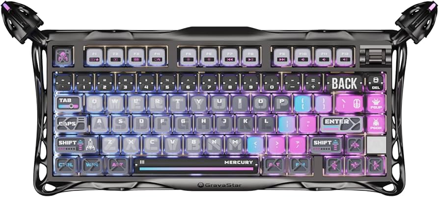 Клавиатура GravaStar Mercury K1 Pro 80keys Kailh Speedy Mint BT/WL/USB RGB Interstellar Silver (GSK1PRO_S_CGRY) — Механические клавиши Kailh Speedy Mint для скорости и комфорта