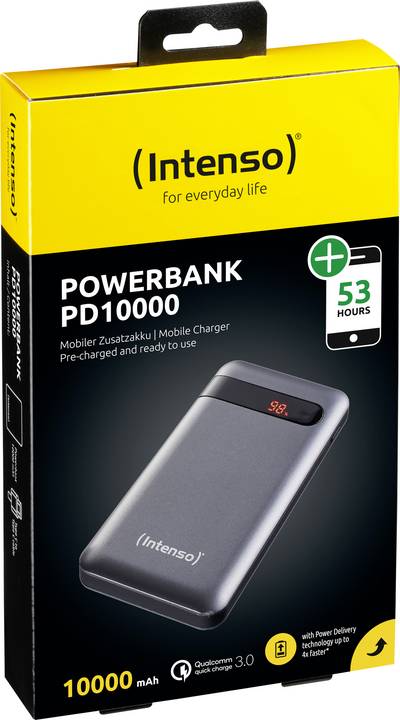Павербанк Intenso Black 10 000 mAh / 20 Вт (7332330) — Емкость батареи 10 000 mAh для длительного питания