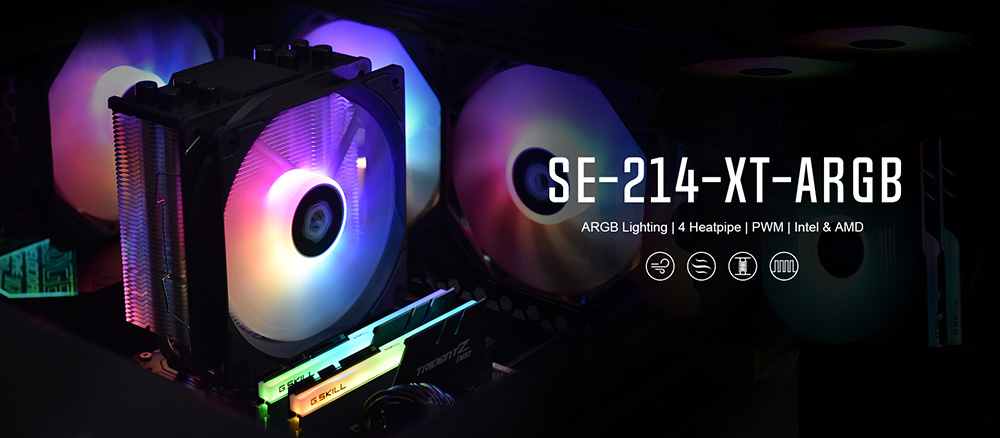 Кулер для процессора ID-Cooling SE-214-XT ARGB White 1700 Am5 (SE-214-XT ARGB White) — Алюминиевый радиатор для эффективного охлаждения