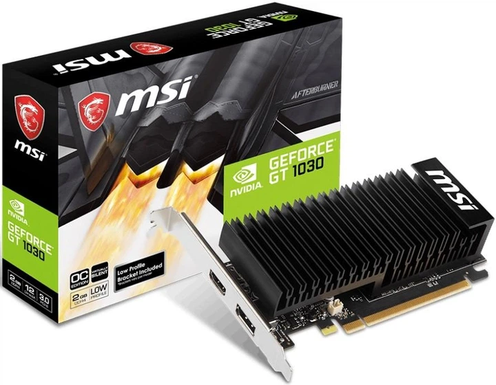 Видеокарта MSI GT 1030 2Gb Low Profile Silent (GT 1030 2GHD4 LP OC) (DDR4, 64 bit, PCI-E 3.0 x16)
