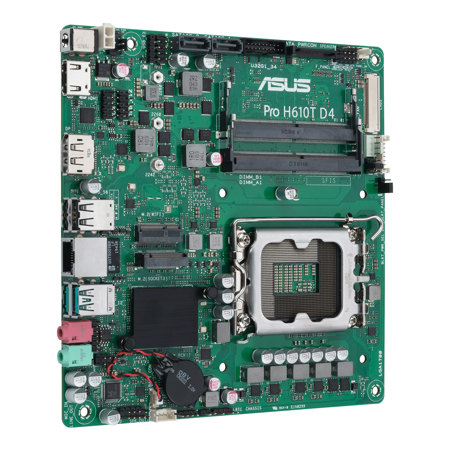 Материнская плата ASUS PRO H610T D4-CSM (PRO H610T D4-CSM) (Socket 1700, Intel H610, Mini-ITX) — Компактный Mini-ITX форм-фактор для экономии места