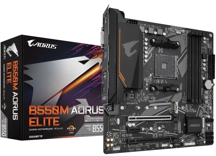 Материнская плата GIGABYTE B550M Aorus Elite (B550M AORUS ELITE) (Socket AM4, AMD B550, Micro-ATX)