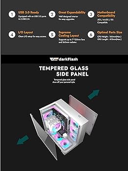 Корпус Darkflash DK352 BLACK ATX 4x120 ARGB Fans (DK352 BLACK) — Підтримка плат формату ATX, Micro-ATX, Mini-ITX