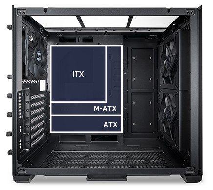 Корпус Lian Li O11 Air Mini White (G99.O11AMW.00) Без БП — Поддержка форм-факторов E-ATX, ATX, Micro-ATX, Mini-IT
