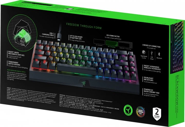Клавіатура Razer BlackWidow V3 Mini Hyperspeed Green Wireless Black (RZ03-03891600-R3R1)